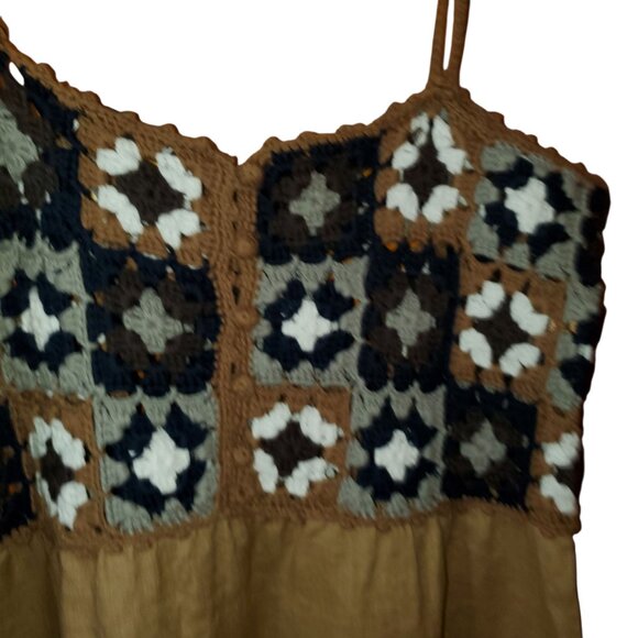 ZARA BLOGGERS’ FAVORITE MIXED CROCHET LINEN DRESS LARGE - Picture 8 of 15